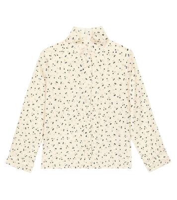 Ruffled cherry-printed cotton blouse | Bonpoint