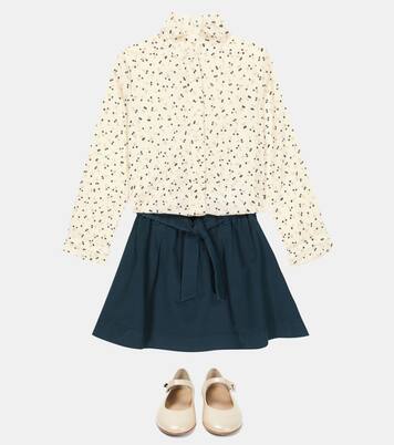 Ruffled cherry-printed cotton blouse | Bonpoint
