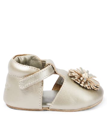 Baby Schuhe Poms aus Metallic-Leder | Donsje