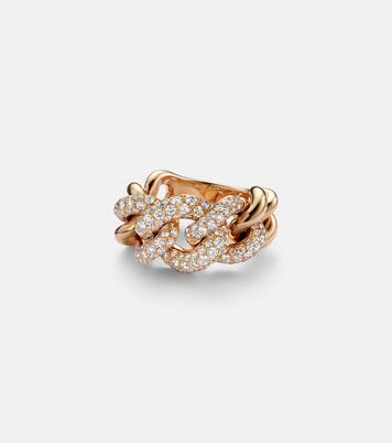 Catene 18kt rose gold ring with white diamonds | Pomellato