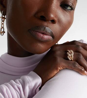 Catene 18kt rose gold ring with white diamonds | Pomellato