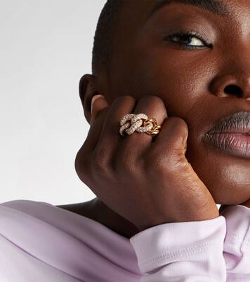 Catene 18kt rose gold ring with white diamonds | Pomellato