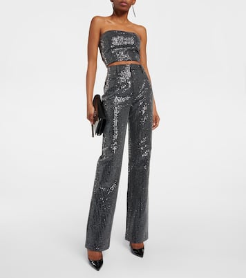 Top aus Twill mit Pailletten | Rotate