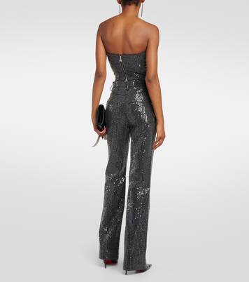 Top aus Twill mit Pailletten | Rotate