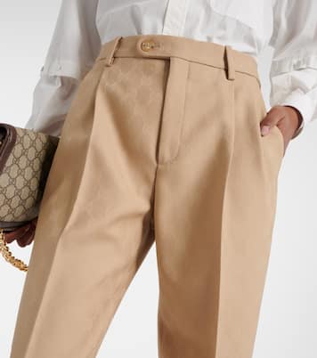 Pantalon droit GG en jacquard de laine | Gucci