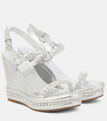 Pyrastrass metallic leather wedge sandals | Christian Louboutin