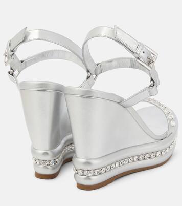Pyrastrass metallic leather wedge sandals | Christian Louboutin