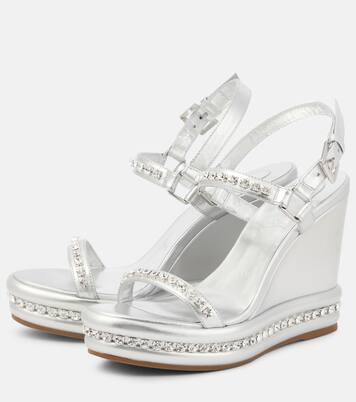 Pyrastrass metallic leather wedge sandals | Christian Louboutin