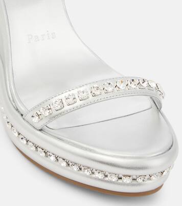 Pyrastrass metallic leather wedge sandals | Christian Louboutin