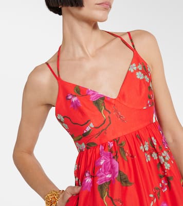 Robe midi en coton mélangé à fleurs | Erdem