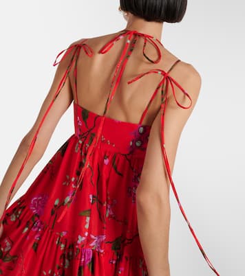 Robe midi en coton mélangé à fleurs | Erdem