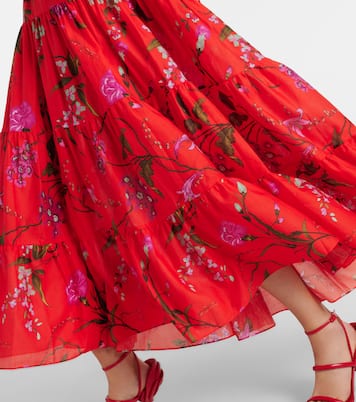 Robe midi en coton mélangé à fleurs | Erdem