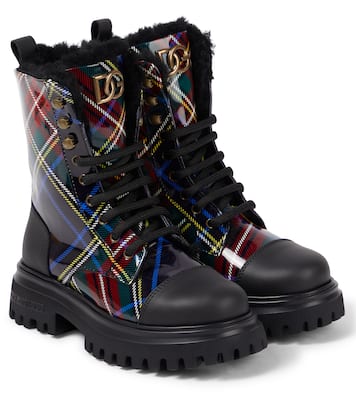 Checked leather boots | Dolce&Gabbana Kids