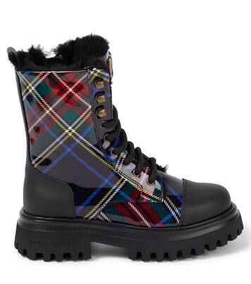 Checked leather boots | Dolce&Gabbana Kids