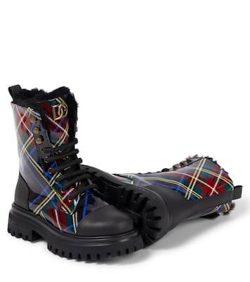 Checked leather boots | Dolce&Gabbana Kids