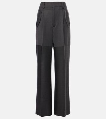 Pantalones anchos de lana con paneles | Victoria Beckham