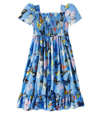 Printed shirred cotton poplin dress | Dolce&Gabbana Kids