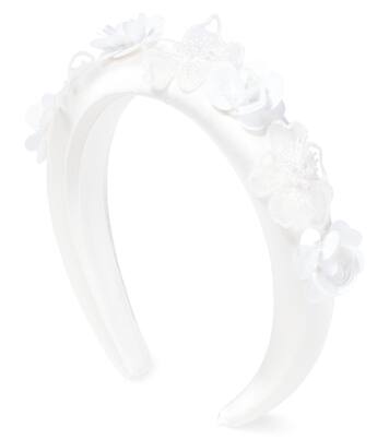 Floral-appliqué silk headband | Self-Portrait Kids