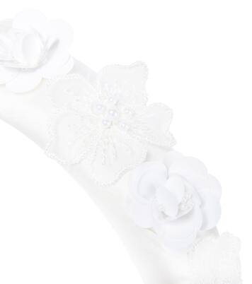 Floral-appliqué silk headband | Self-Portrait Kids