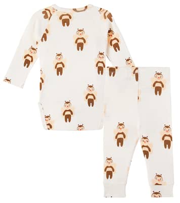 Baby printed cotton bodysuit and pants set | Mini Rodini