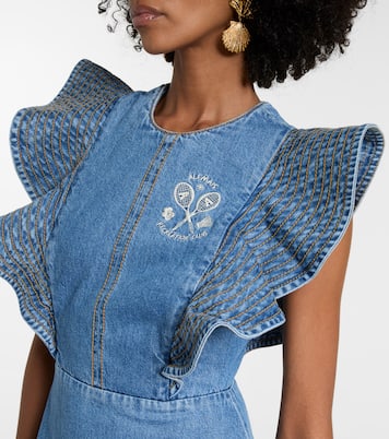 Stephi ruffled denim maxi dress | Alémais