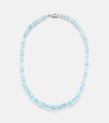 18k white gold necklace with aquamarines  | Ileana Makri