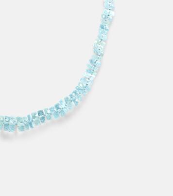 18k white gold necklace with aquamarines  | Ileana Makri