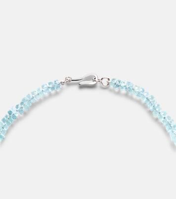 18k white gold necklace with aquamarines  | Ileana Makri