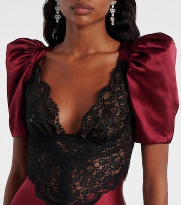 Vestido de cóctel de seda con encaje | Rodarte