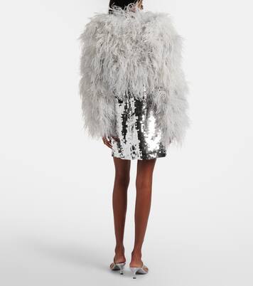 Feather-trimmed cropped jacket | Dolce&Gabbana