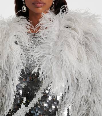 Feather-trimmed cropped jacket | Dolce&Gabbana