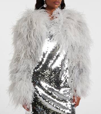 Feather-trimmed cropped jacket | Dolce&Gabbana