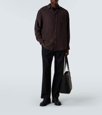 Corley virgin wool flannel wide-leg pants | The Row