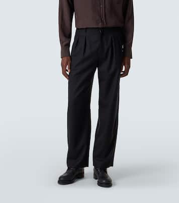 Corley virgin wool flannel wide-leg pants | The Row