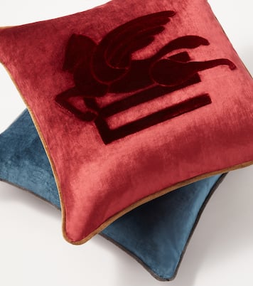 Pegaso embroidered velvet cushion | Etro