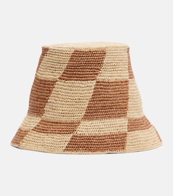 Checked raffia bucket hat | Alémais