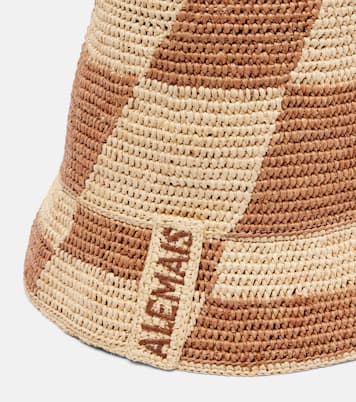 Checked raffia bucket hat | Alémais
