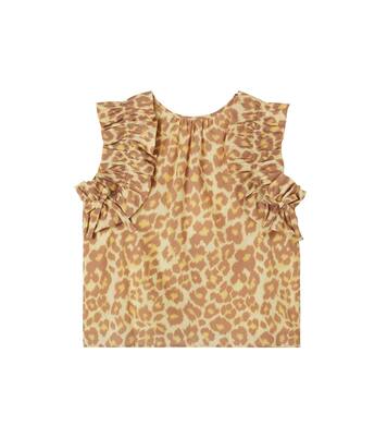 Top de algodón con estampado de leopardo y volantes | Zimmermann Kids