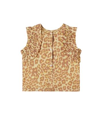 Top de algodón con estampado de leopardo y volantes | Zimmermann Kids