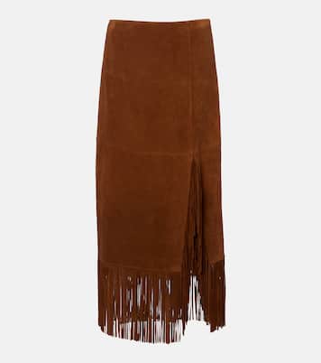 Fringed suede midi skirt | Polo Ralph Lauren