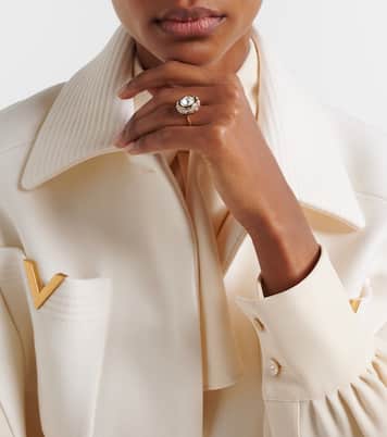 Bague VLogo en émail à cristaux | Valentino