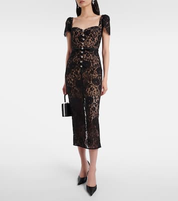 Verziertes Midikleid aus Spitze | Self-Portrait