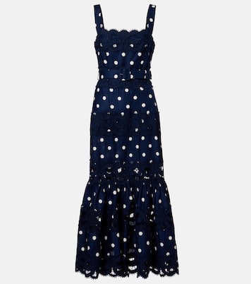 Polka-dot linen and cotton midi dress | Self-Portrait