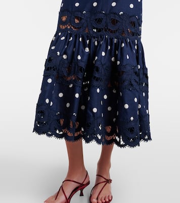 Polka-dot linen and cotton midi dress | Self-Portrait