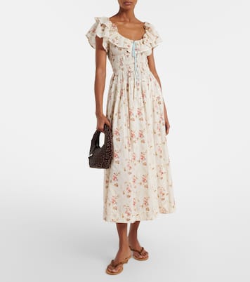 Robe midi Illiana en coton à motif floral | Dôen