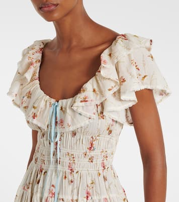 Robe midi Illiana en coton à motif floral | Dôen