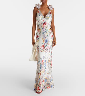 Embellished floral silk slip dress | Camilla