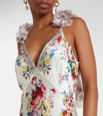 Embellished floral silk slip dress | Camilla