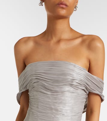 Off-shoulder pleated bustier gown | Marmar Halim