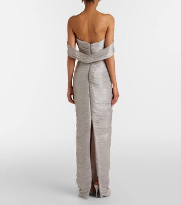 Off-shoulder pleated bustier gown | Marmar Halim
